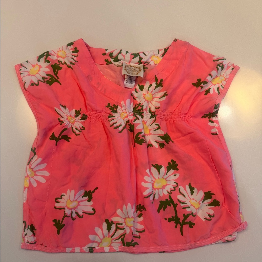The Beaufort Bonnet Company Coral Daisy Smocked Top! 0-6 months